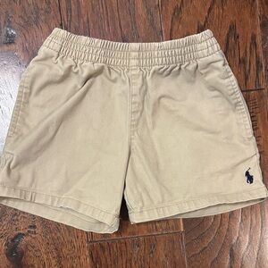 Ralph Lauren Tan Elastic Waist Shorts with Navy Pony